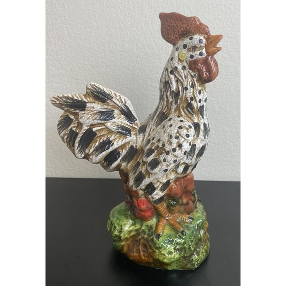 Ceramic Rooster - Colorful Chicken Rooster Figurine Farm Country Decoration - Picture 1 of 9